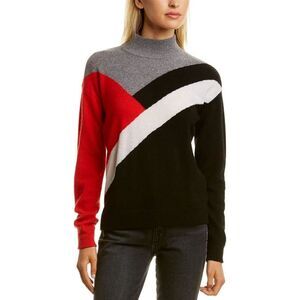 MINNIEROSE Womens Black Color Block Long Sleeve Mock Neck Sweater XL